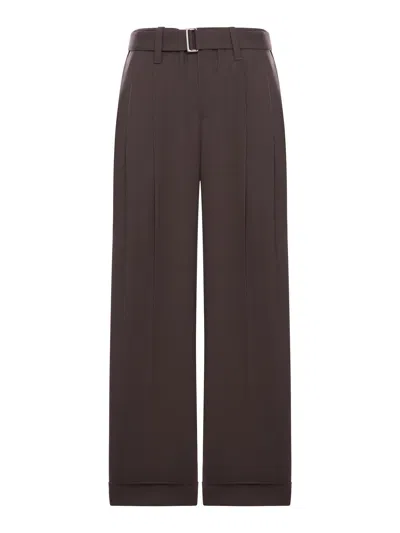 Brunello Cucinelli Baggy Tailored Wool Trousers In Brown