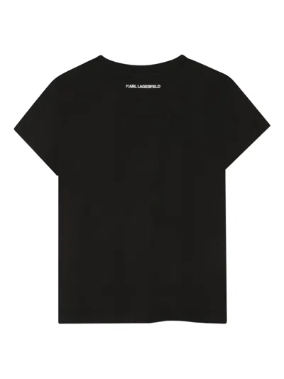 Karl Lagerfeld Black T-shirt For Girl With Choupette In Black