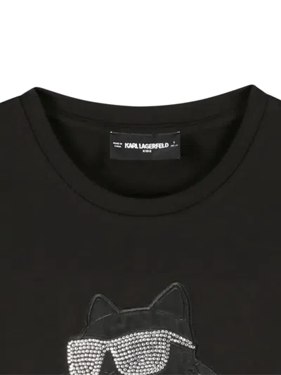 Karl Lagerfeld Black T-shirt For Girl With Choupette In Black