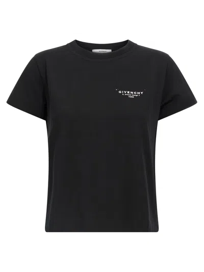 Givenchy Black Crewneck T-shirt With Logo Lettering On Front And Rear In Cotton Woman In Black