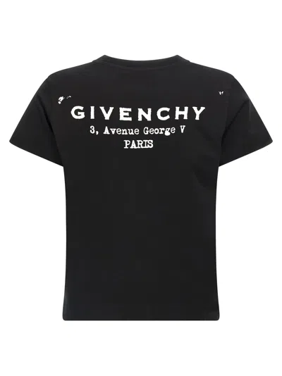 Givenchy Black Crewneck T-shirt With Logo Lettering On Front And Rear In Cotton Woman In Black