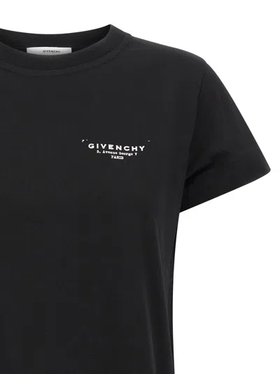 Givenchy Black Crewneck T-shirt With Logo Lettering On Front And Rear In Cotton Woman In Black