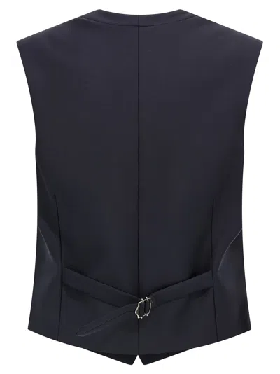 Blazé Milano Women's Blue Wool Vest With V-neck In Blue