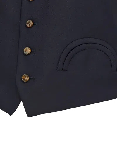 Blazé Milano Women's Blue Wool Vest With V-neck In Blue