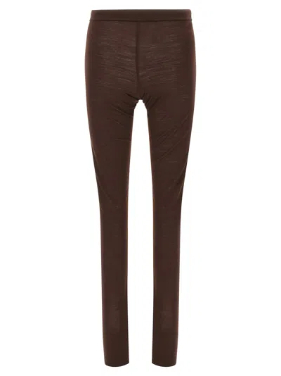 Jil Sander Leggings With Elastic Waistband And Seam Detailing In Brown