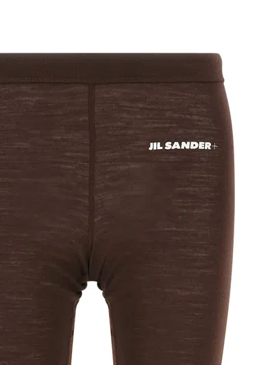 Jil Sander Leggings With Elastic Waistband And Seam Detailing In Brown