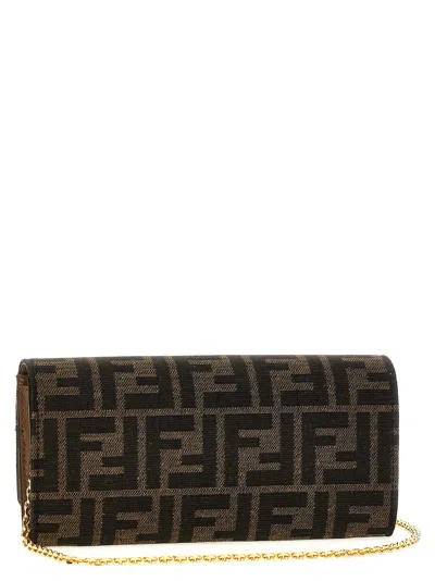 Fendi Continental Baguette Wallet On Chain In Brown
