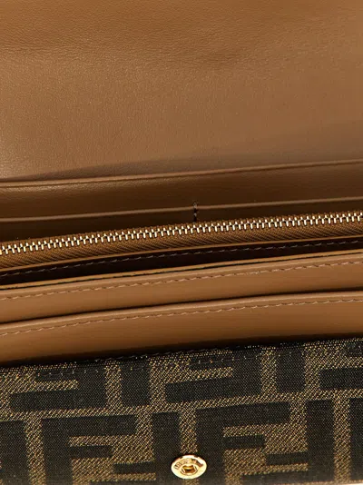 Fendi Continental Baguette Wallet On Chain In Brown