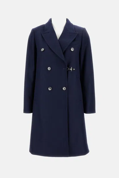 Fay Double-breasted Coat In Blue