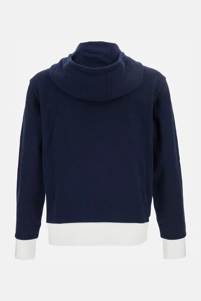Thom Browne Zip Up Hoodie With Engineered 4 Bar In Color Blocked Solid In Blue