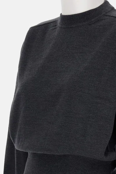 Jacquemus Sweater With Round Neck Brode In Merino Wool In Gray