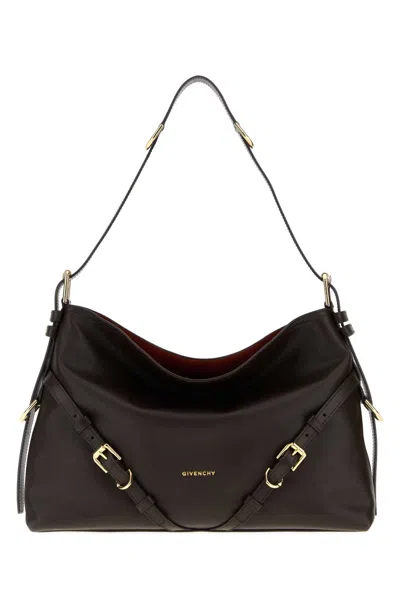 Givenchy Medium Voyou Calfskin Shoulder Bag With Buckle Fastening In Brown