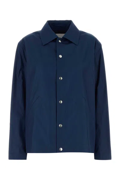 Jil Sander Printed Cotton-taffeta Jacket In Blue