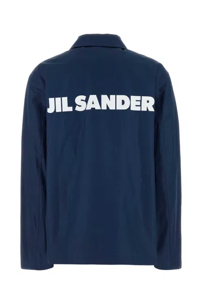 Jil Sander Printed Cotton-taffeta Jacket In Blue