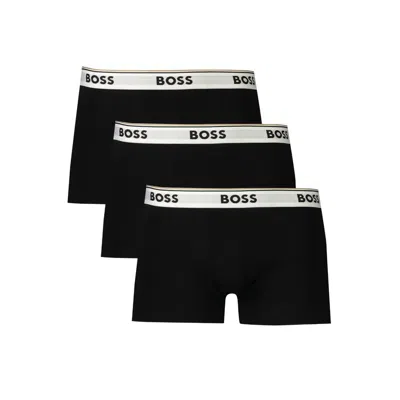 Hugo Boss Three-pack Of Stretch-cotton Boxer Briefs With Logos In Black