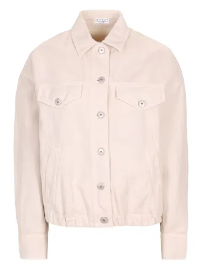 Brunello Cucinelli Button-fastening Drawstring Jacket In Pink