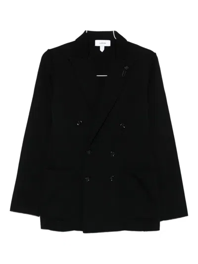 Lardini Double-breasted Black Tailored Jacket With Structured Lapel In Black