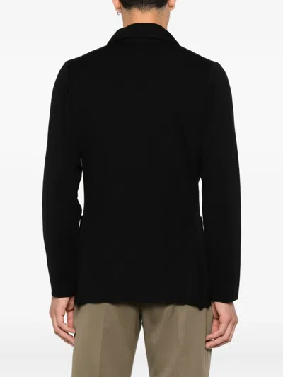 Lardini Double-breasted Black Tailored Jacket With Structured Lapel In Black