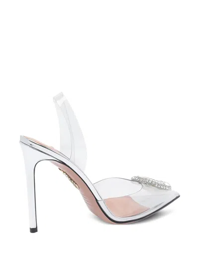Aquazzura Crystal Embellished Pointed Toe Pumps In White
