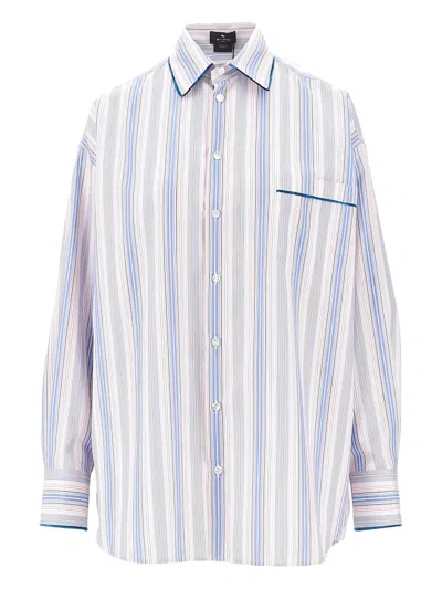 Etro Striped Cotton Shirt In Multi