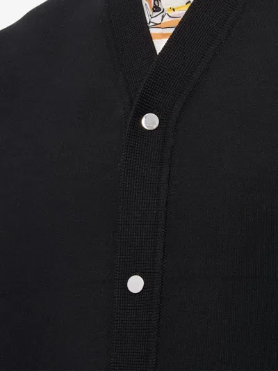 Jacquemus Men Black V-neck Cardigan With J Logo On The Back In Wool Man