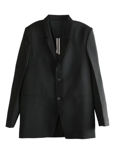 Rick Owens Three-button Back-strap Jacket In Black