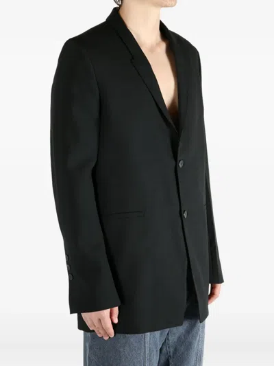 Rick Owens Three-button Back-strap Jacket In Black