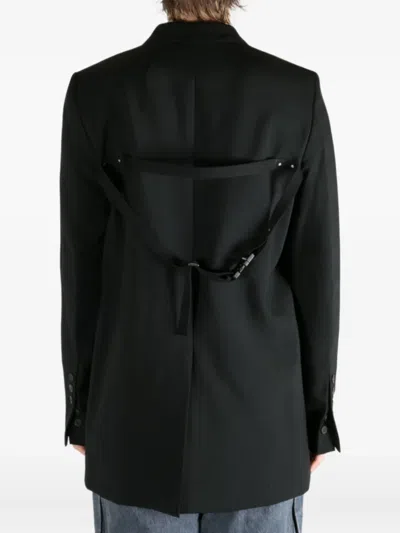 Rick Owens Three-button Back-strap Jacket In Black