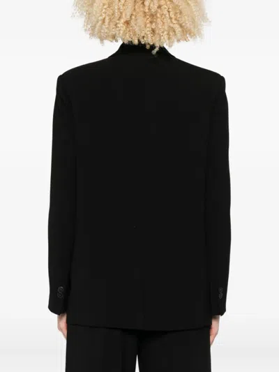 Forte Forte Tailored Double-breasted Jacket Featuring Flap Pockets In Black