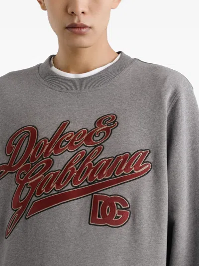 Dolce & Gabbana Jersey With Embroidery In Gray