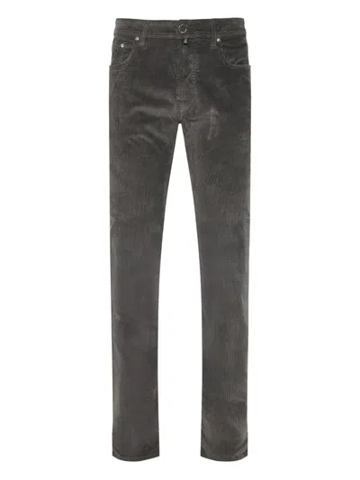 Jacob Cohen Gray Tailored Trousers With Ribbed Texture In Gray