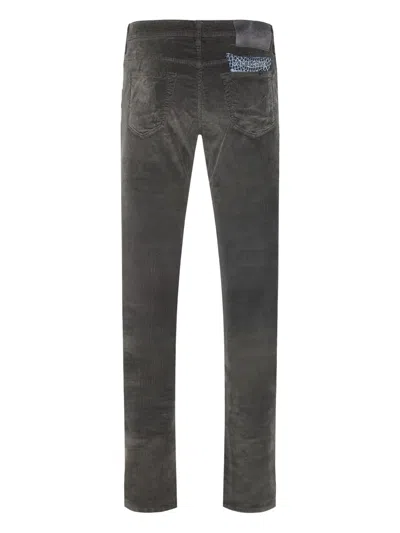 Jacob Cohen Gray Tailored Trousers With Ribbed Texture In Gray