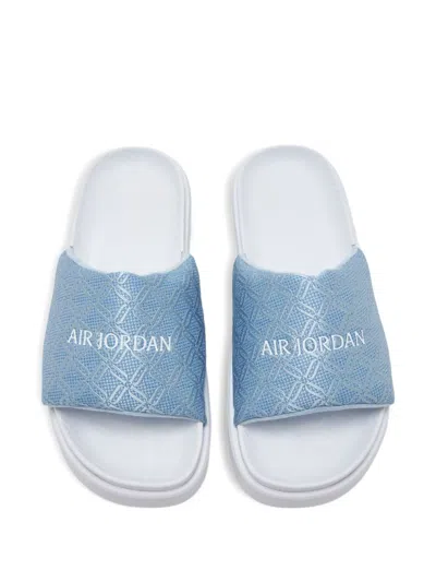 Nike Platform Patterned Slides In Blue