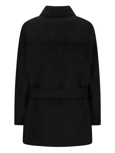 Max Mara Lembi Belted Buttoned Coat In Black