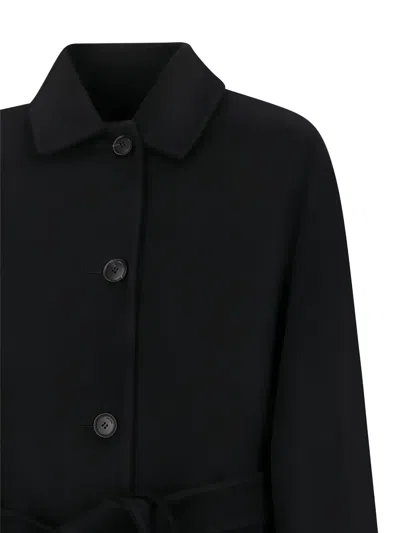 Max Mara Lembi Belted Buttoned Coat In Black