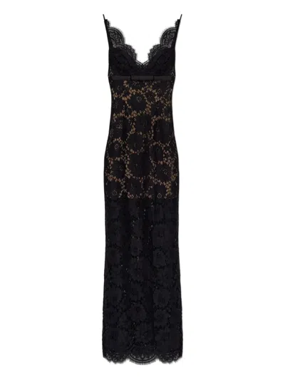 Self-portrait Floral Lace Maxi Dress In Black