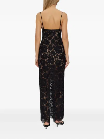 Self-portrait Floral Lace Maxi Dress In Black