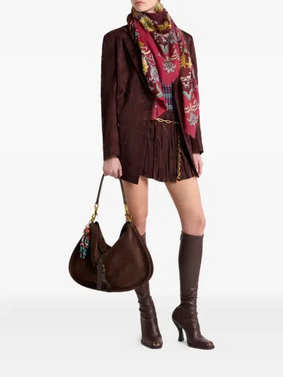 Etro Jacquard Floral Patterned Skirt In Burgundy