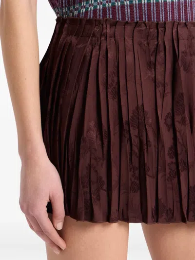 Etro Jacquard Floral Patterned Skirt In Burgundy