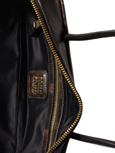Miu Miu Beau Small Vintage-effect Nappa Leather Bags In Brown