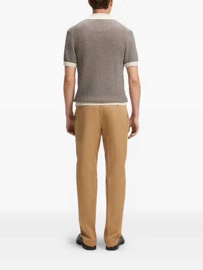 Hugo Boss Iconico Textured Short Sleeve Cardigan In Brown