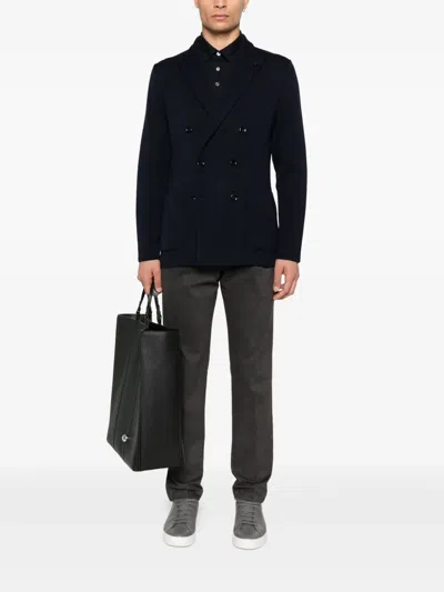 Lardini Double-breasted Patch-pocket Jacket In Black