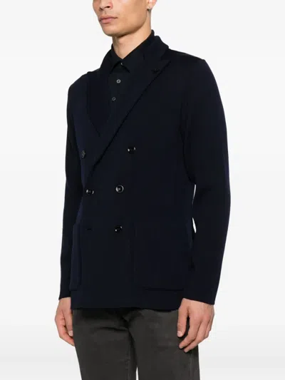 Lardini Double-breasted Patch-pocket Jacket In Black