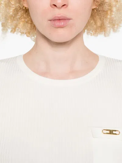 Elisabetta Franchi White Short-sleeved Sweater In White