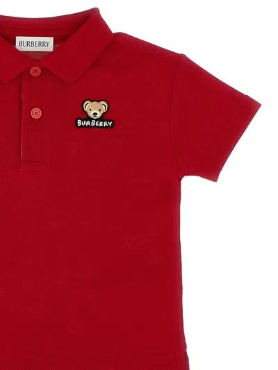 Burberry Bear-logo Polo Shirt In Red