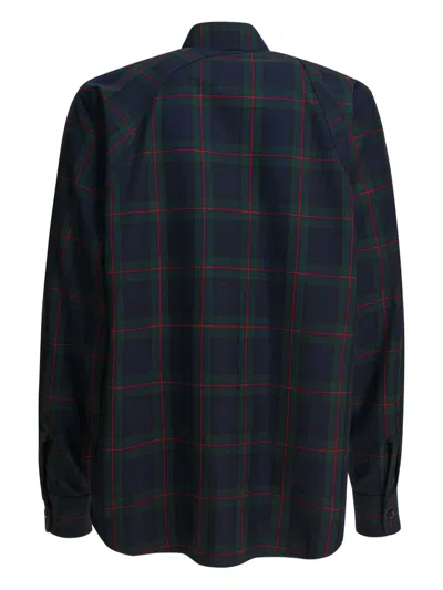 Alexander Mcqueen Classic Tartan Shirt With Metal Buckle Detail And Relaxed Fit In Blue