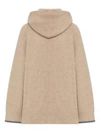 Brunello Cucinelli Cashmere Sweater With Hood In Brown