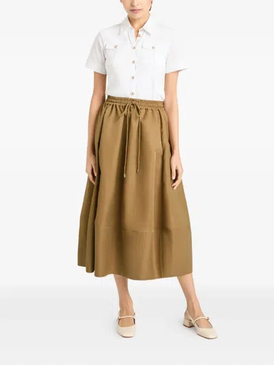 Cinq À Sept Drawstring Midi A-line Skirt In Brown
