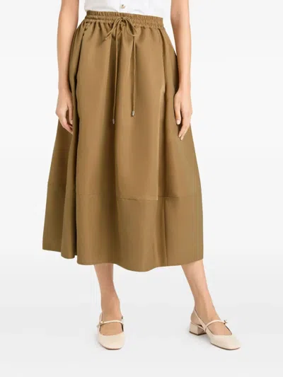 Cinq À Sept Drawstring Midi A-line Skirt In Brown