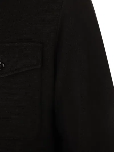 Lardini Textured Wool Knit Jacket With Button Fastening And Flap Pockets In Black